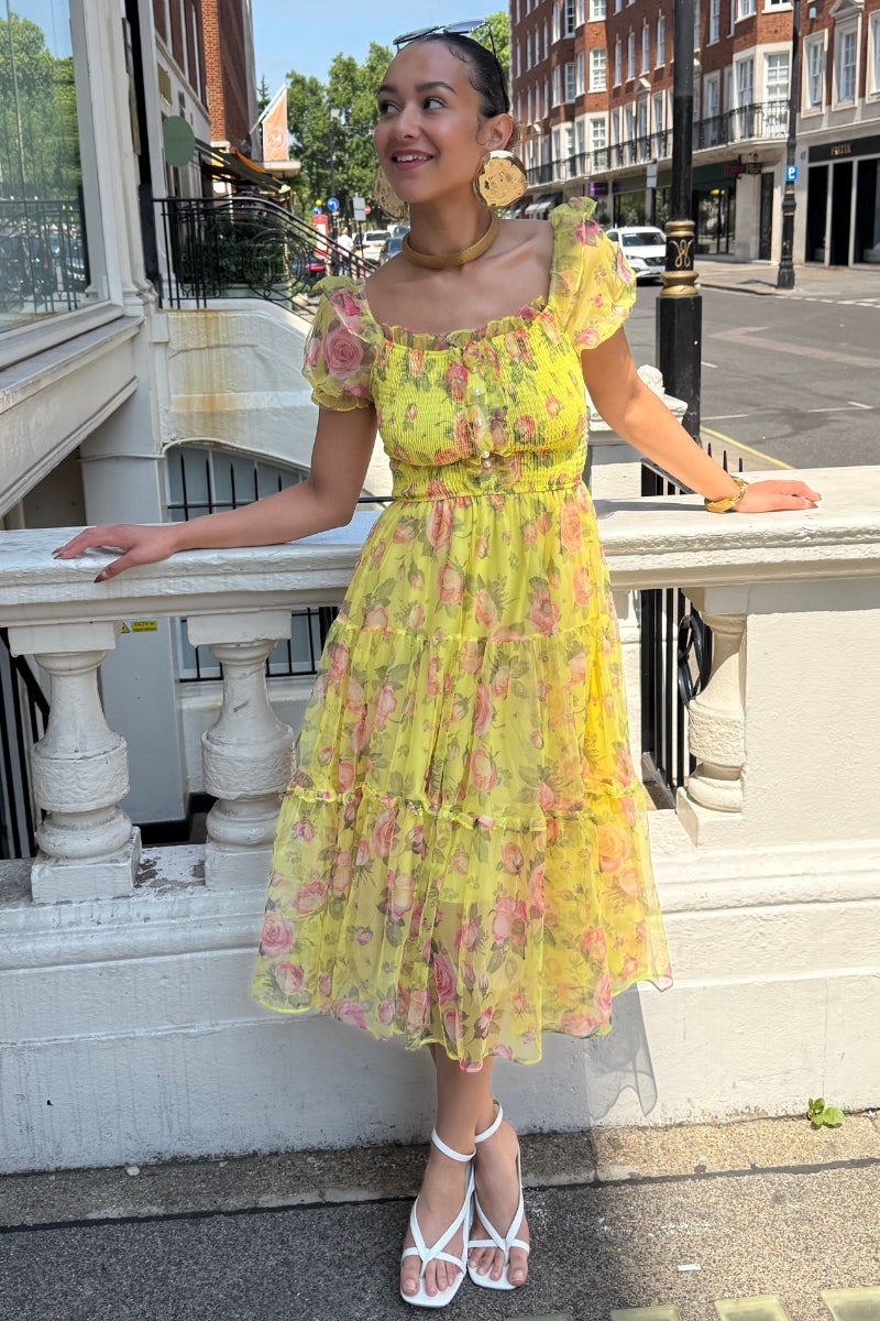 LILY FLORAL DRESS - YELLOW