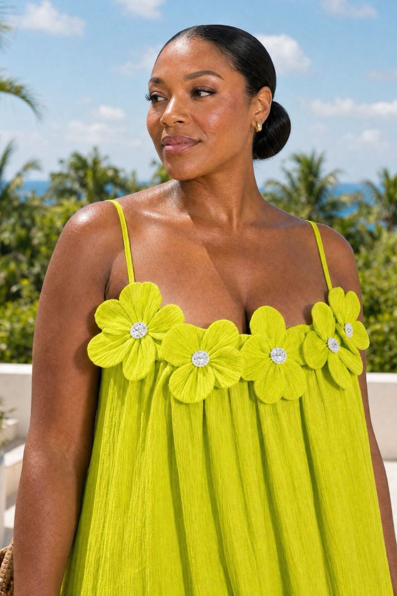 Floral Maxi Dress - Chartreuse