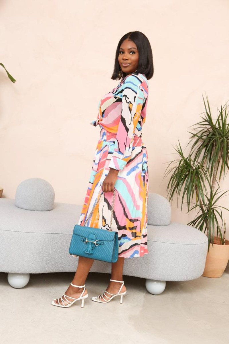 LILY SHIRT & SKIRT SET- PINK