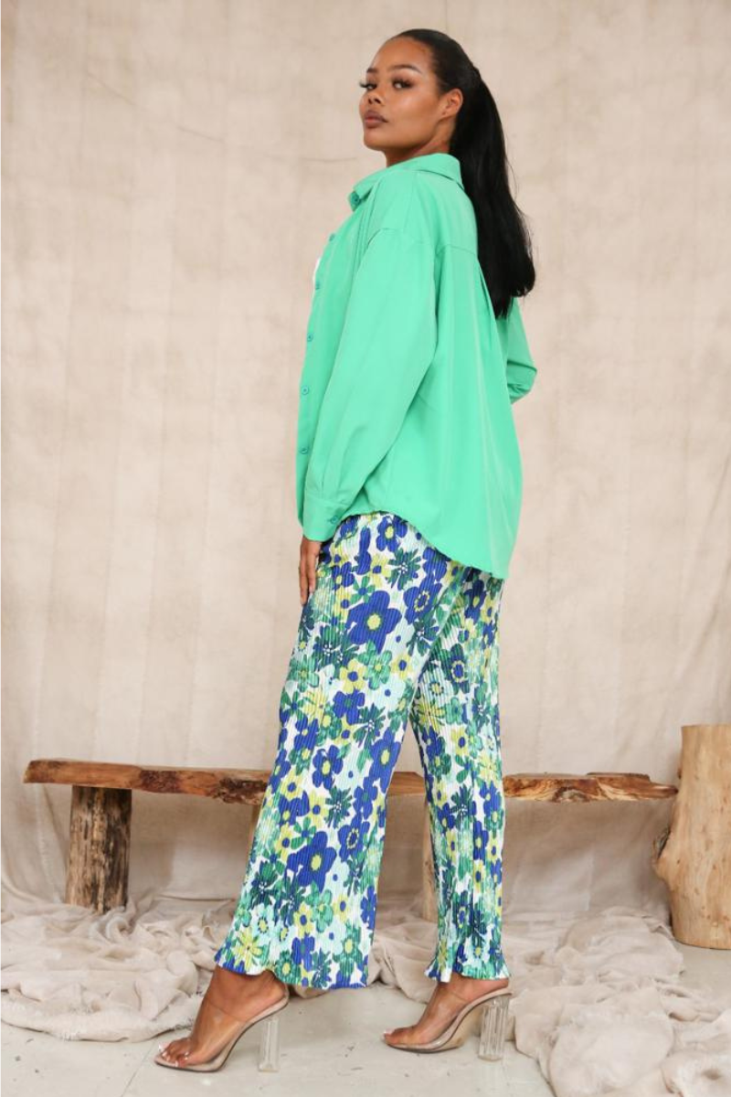 JENNIFER SHIRT AND PLISSE TROUSER 2 PCS SET