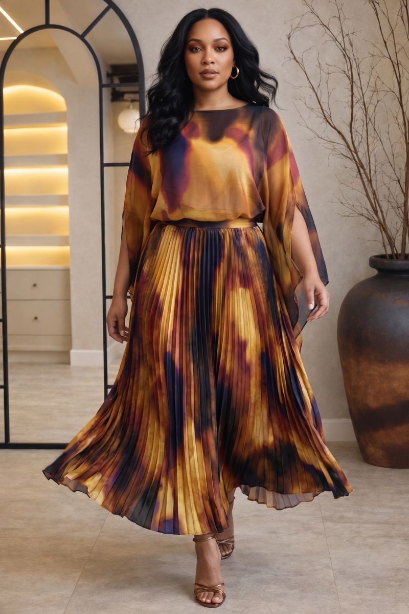 Amber Cloud Print Skirt Co-ord