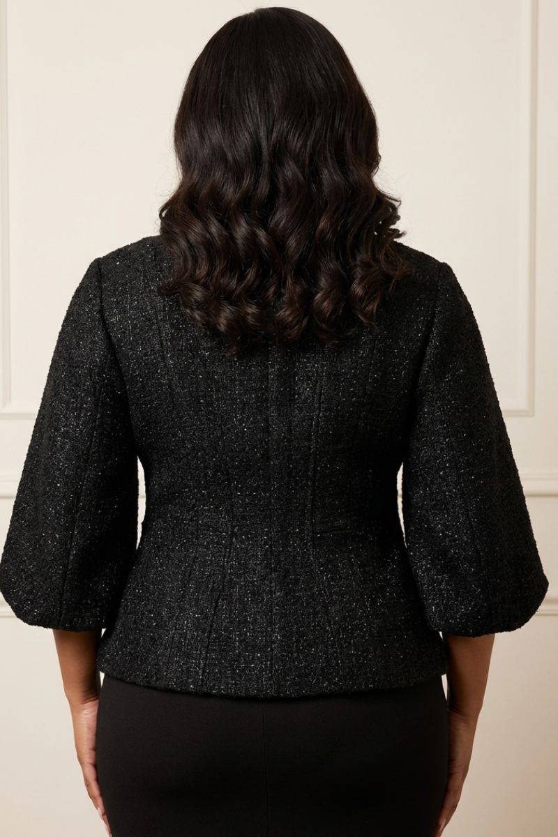 THE AURELIA GOLD TEXUTRED JACKET - BLACK