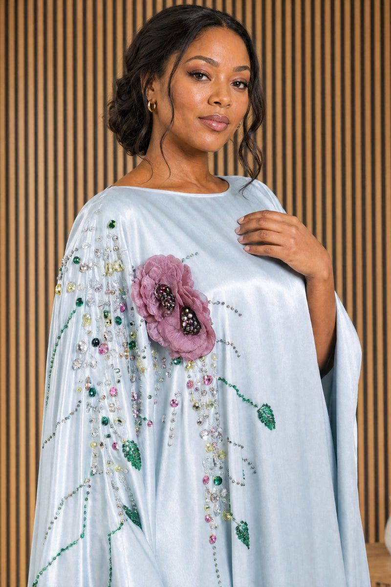 Florenza Beaded Kaftan - Ice Blue