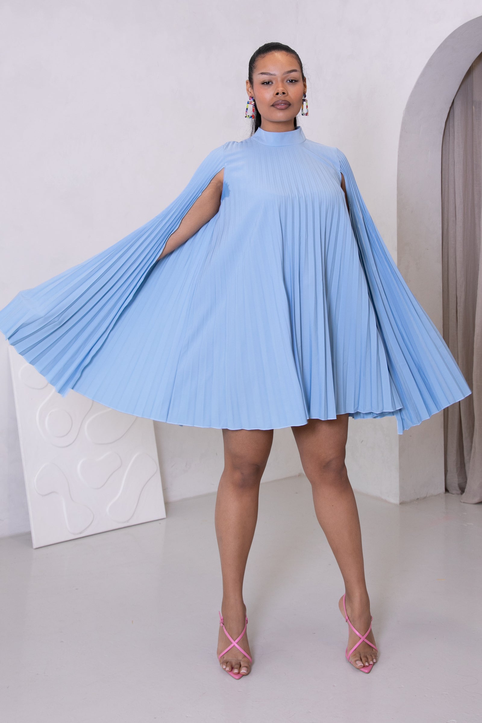 JOJO PLEATED DRESS - SKY BLUE