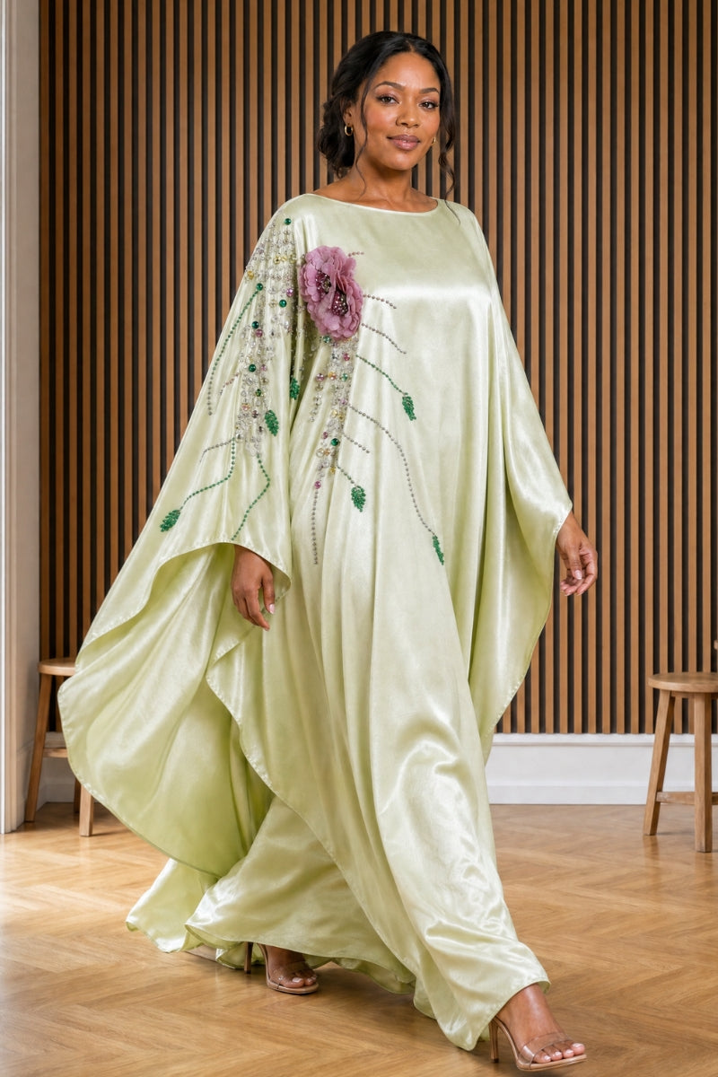 Florenza Beaded Kaftan - Pistachio
