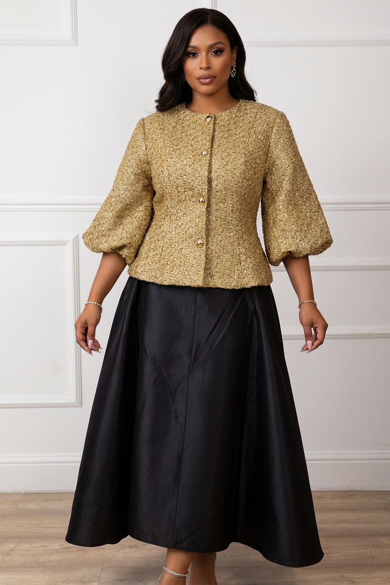 The Aurelia Gold Texutred Jacket - Gold