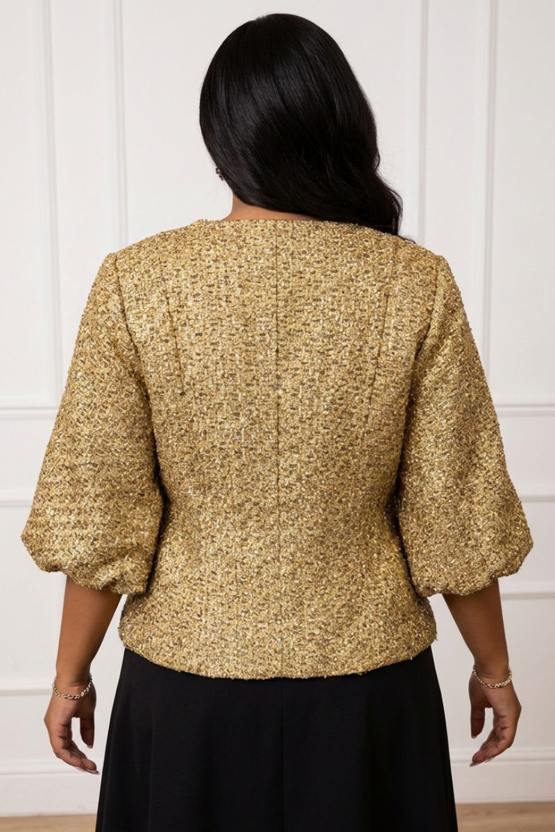 The Aurelia Gold Texutred Jacket - Gold