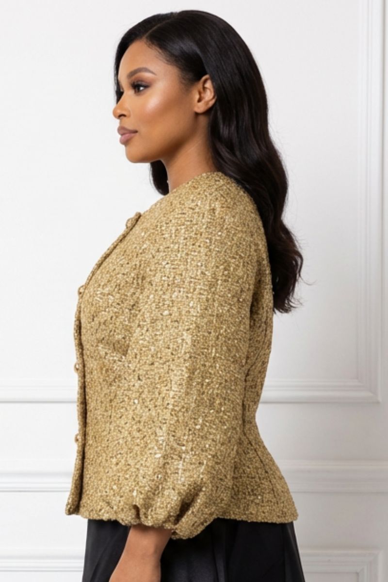 The Aurelia Gold Texutred Jacket - Gold