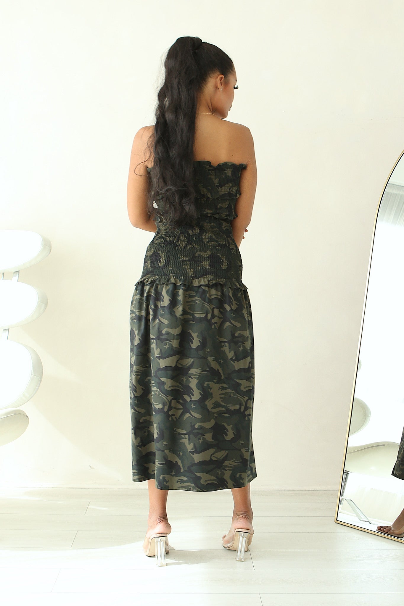 Camo Elegance Slit Dress