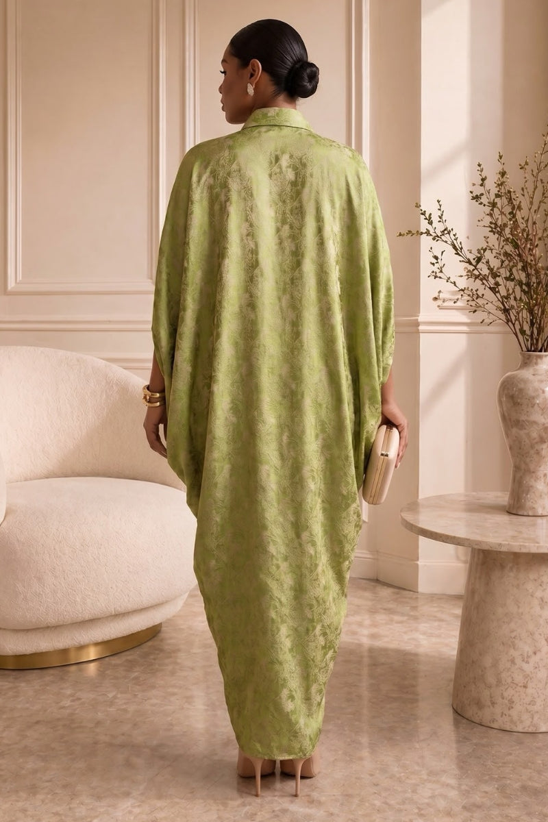 Olive Batwing Kaftan Dress