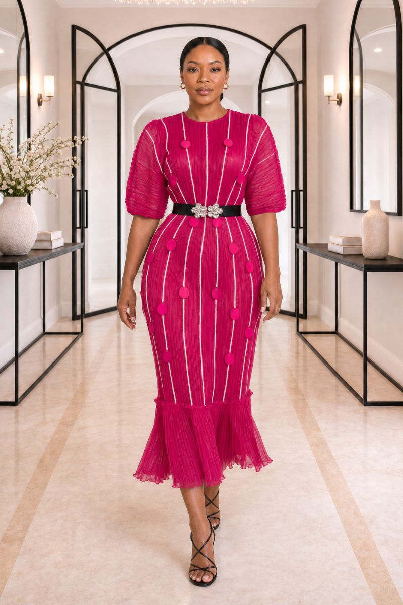 The Serena Fishtail Dress - Hot Pink