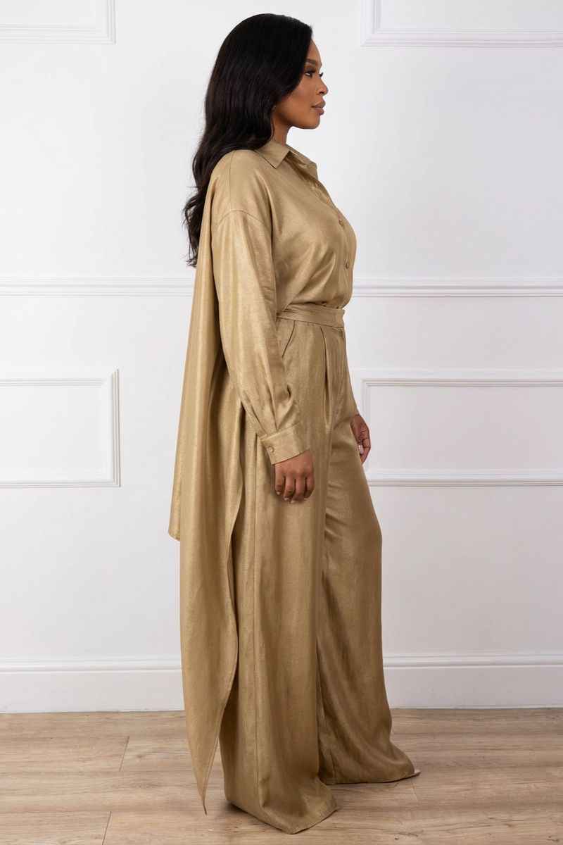 Aurora Gold Sculpted Trouser Set