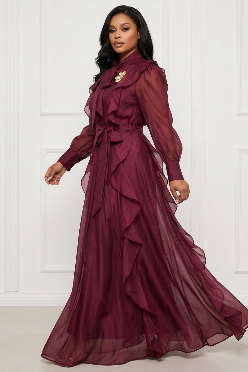 Bordeaux ÉToile Sheer Dress