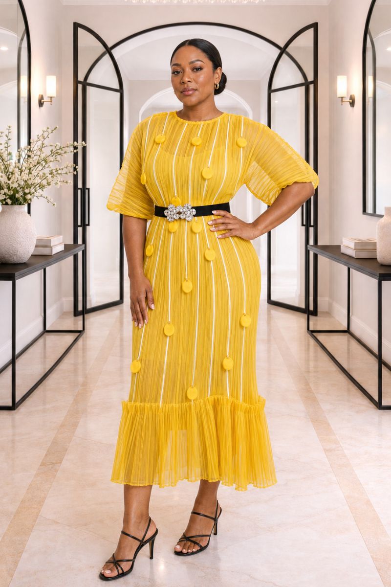 The Serena Fishtail Dress - Sunflower Yellow