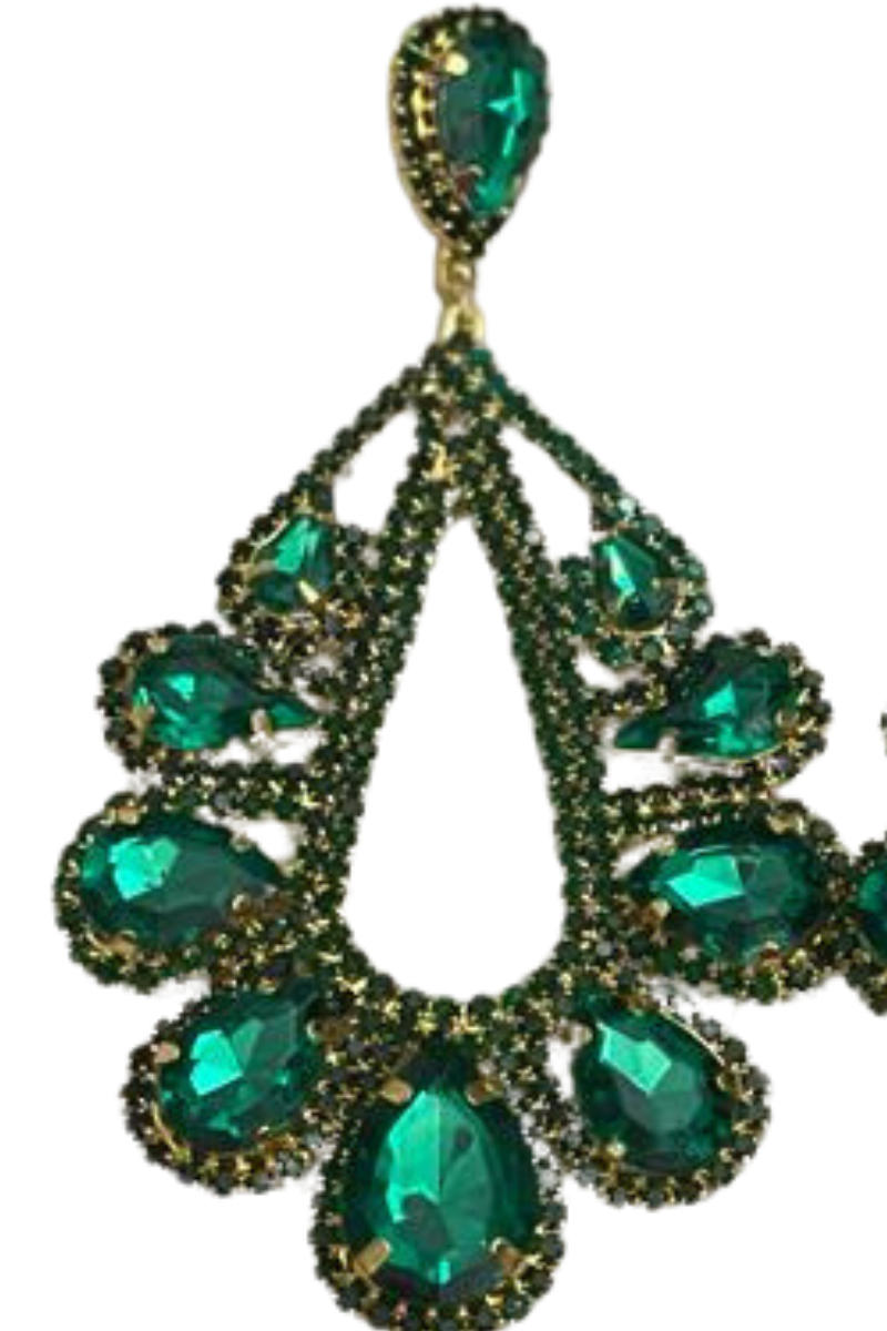 LARGE RHINESTONE DROP EARRINGS-  AVAILABLE IN 3 COLOURS