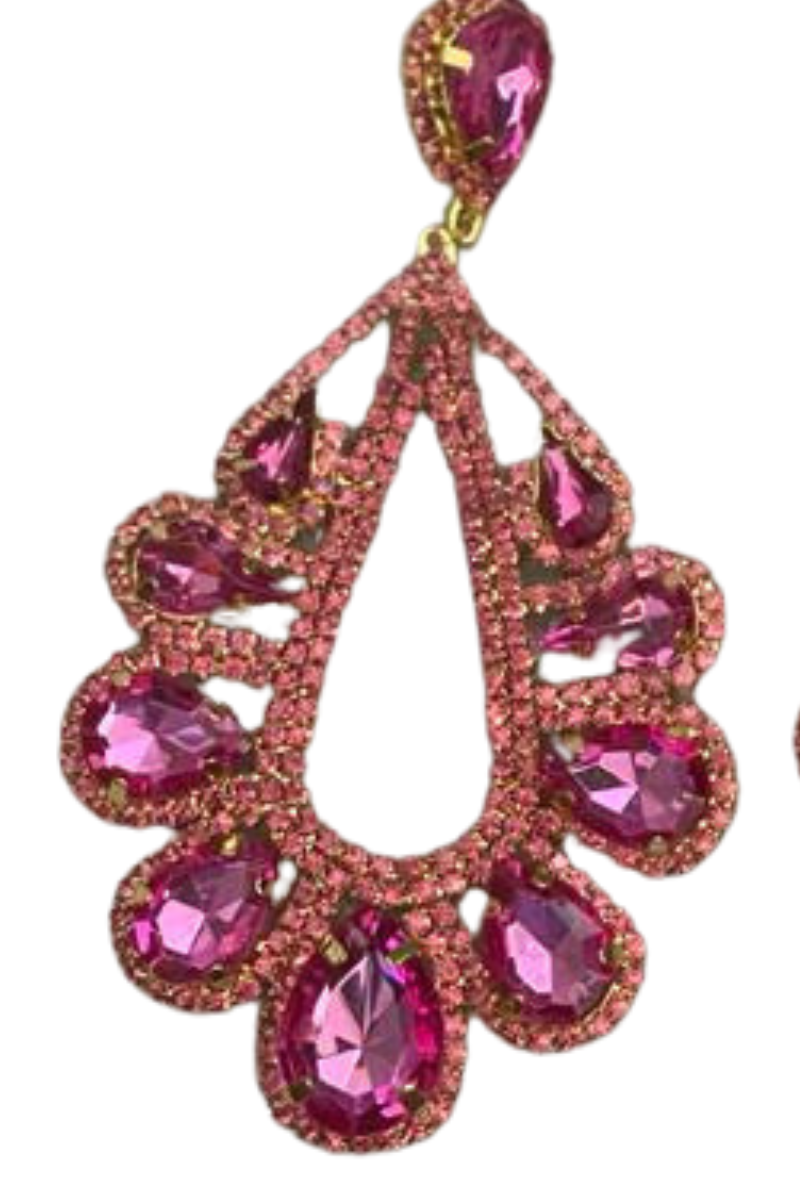 LARGE RHINESTONE DROP EARRINGS-  AVAILABLE IN 3 COLOURS