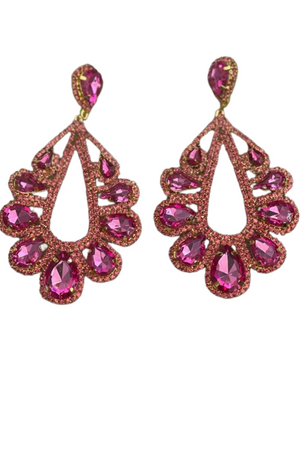 LARGE RHINESTONE DROP EARRINGS-  AVAILABLE IN 3 COLOURS