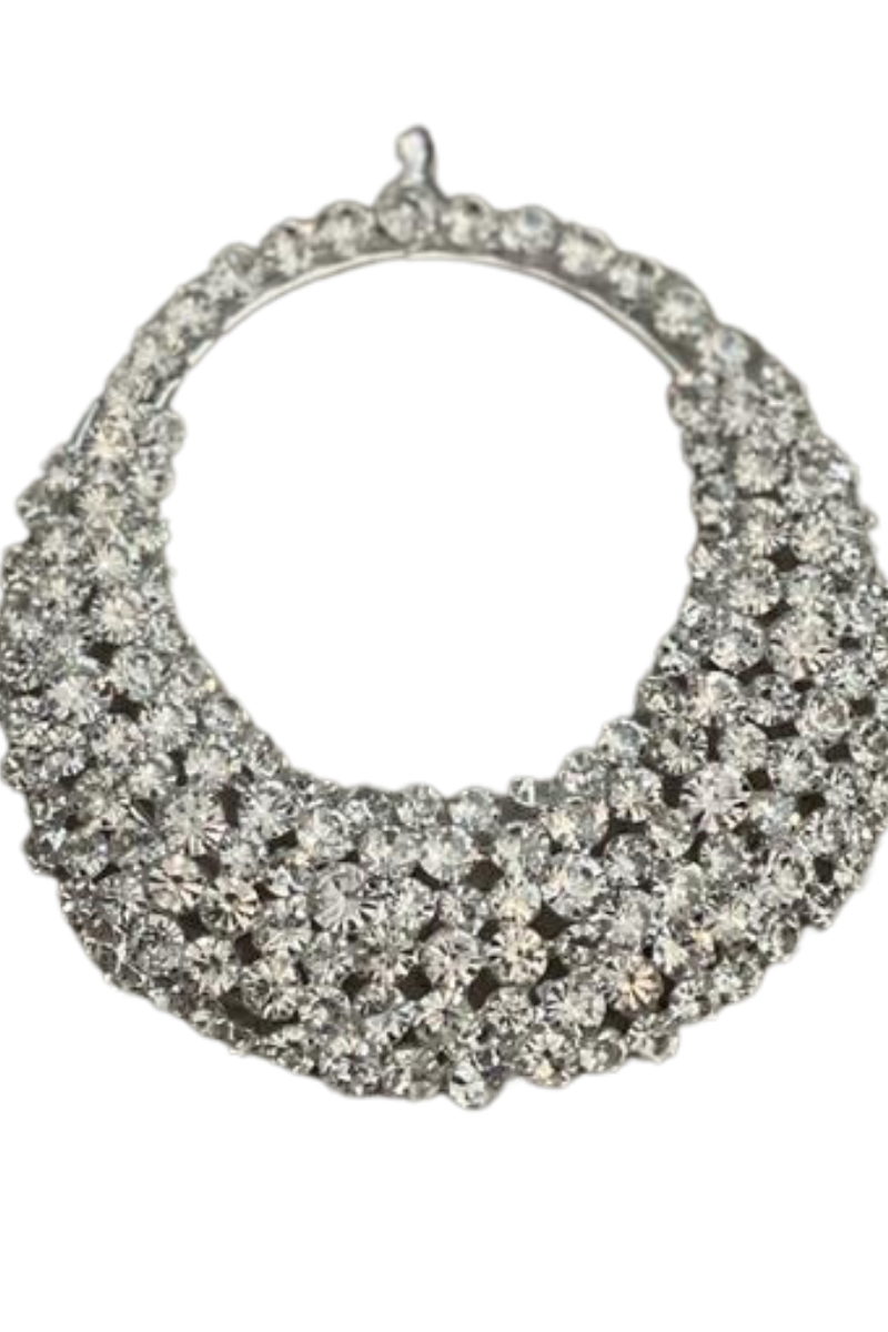 OVERSIZED HOOP RHINESTONES EARRINGS - SILVER