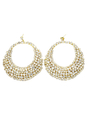 OVERSIZED HOOP RHINESTONES  EARRINGS - GOLD