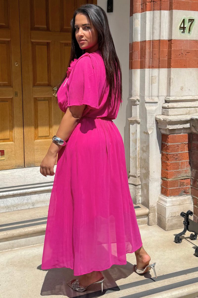 FUCHSIA PLEATED SKIRT SET