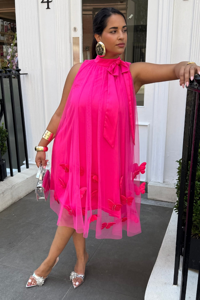 BUTTERFLY SATIN DRESS