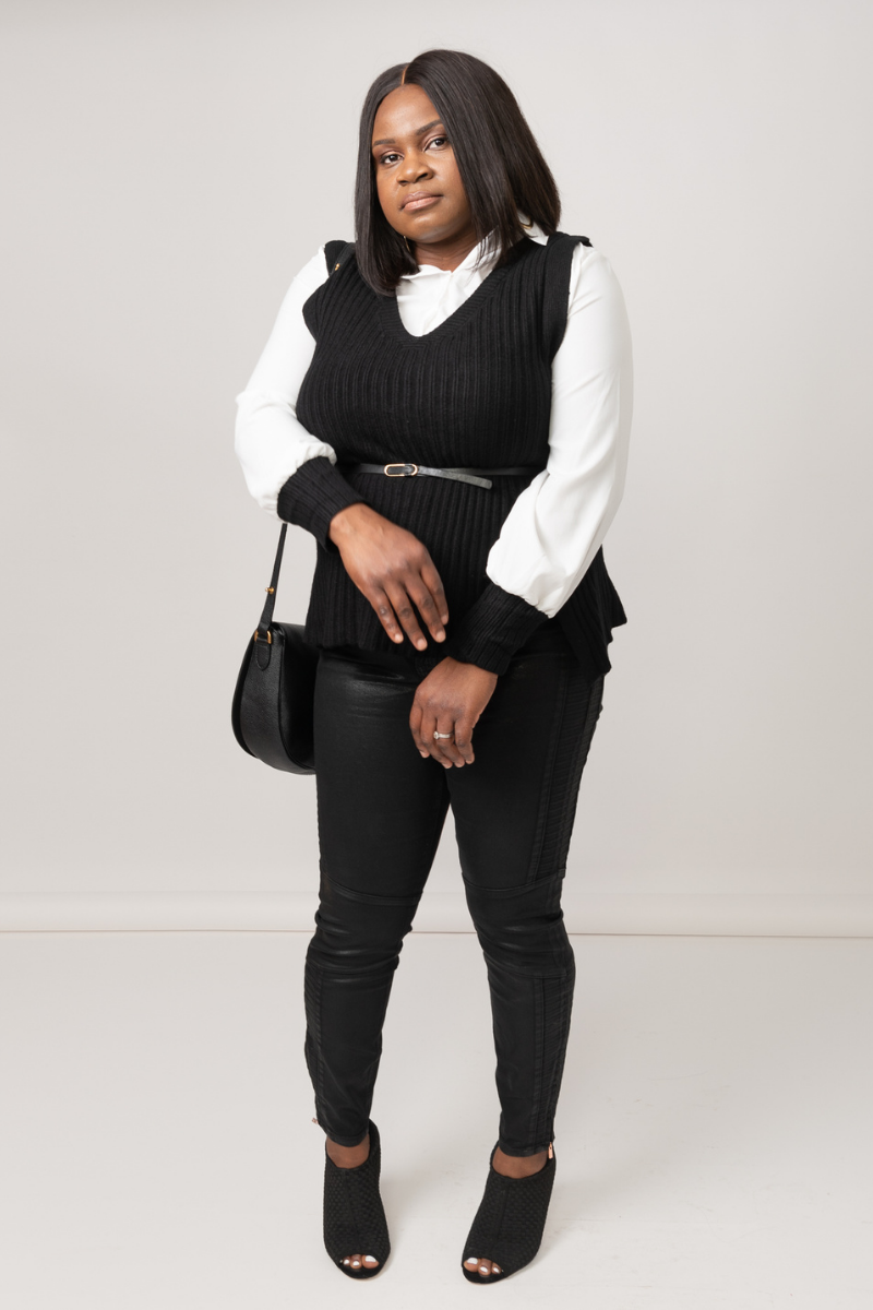 APRIL 2 PCS SHIRT & JUMPER SET - BLACK