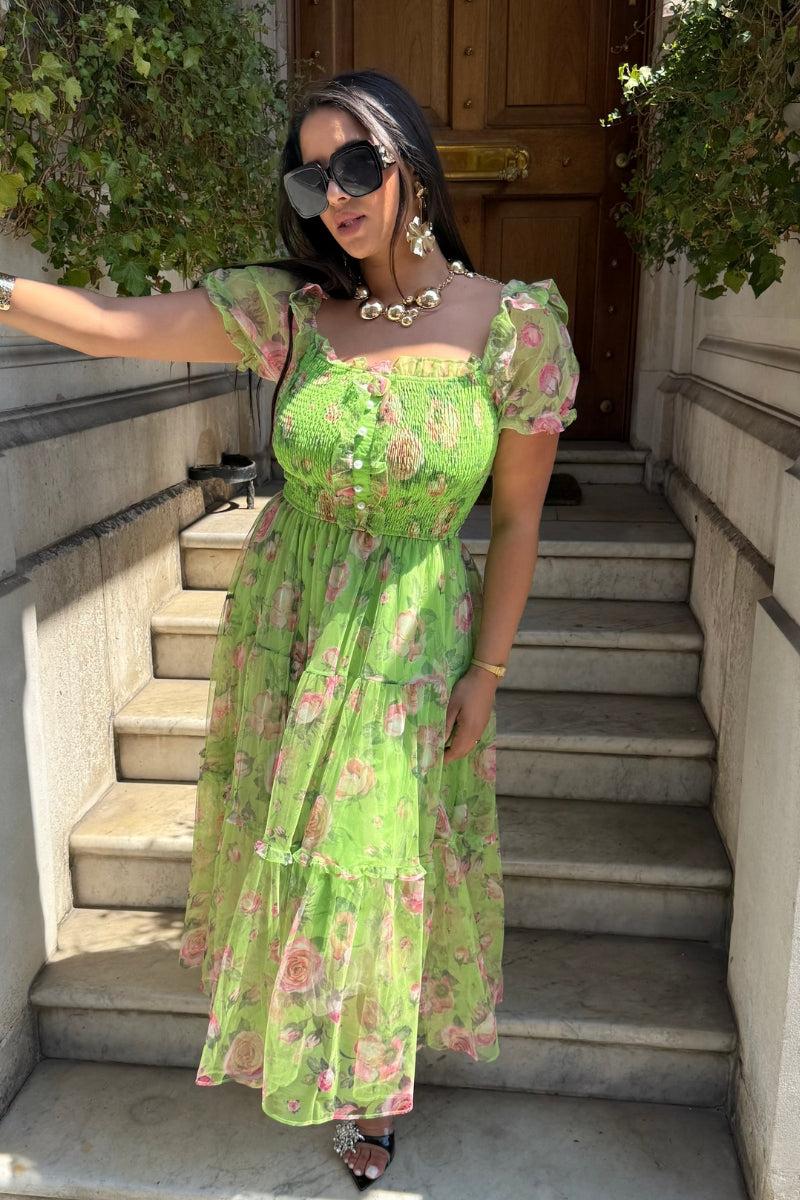 LILY FLORAL DRESS - GREEN