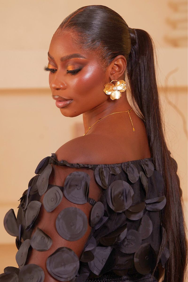 LUNA TEXTURED SHEER BLOUSE - BLACK