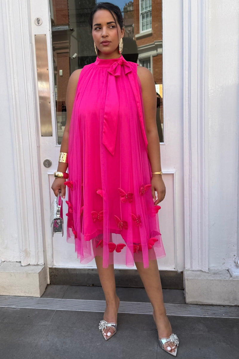 BUTTERFLY SATIN DRESS