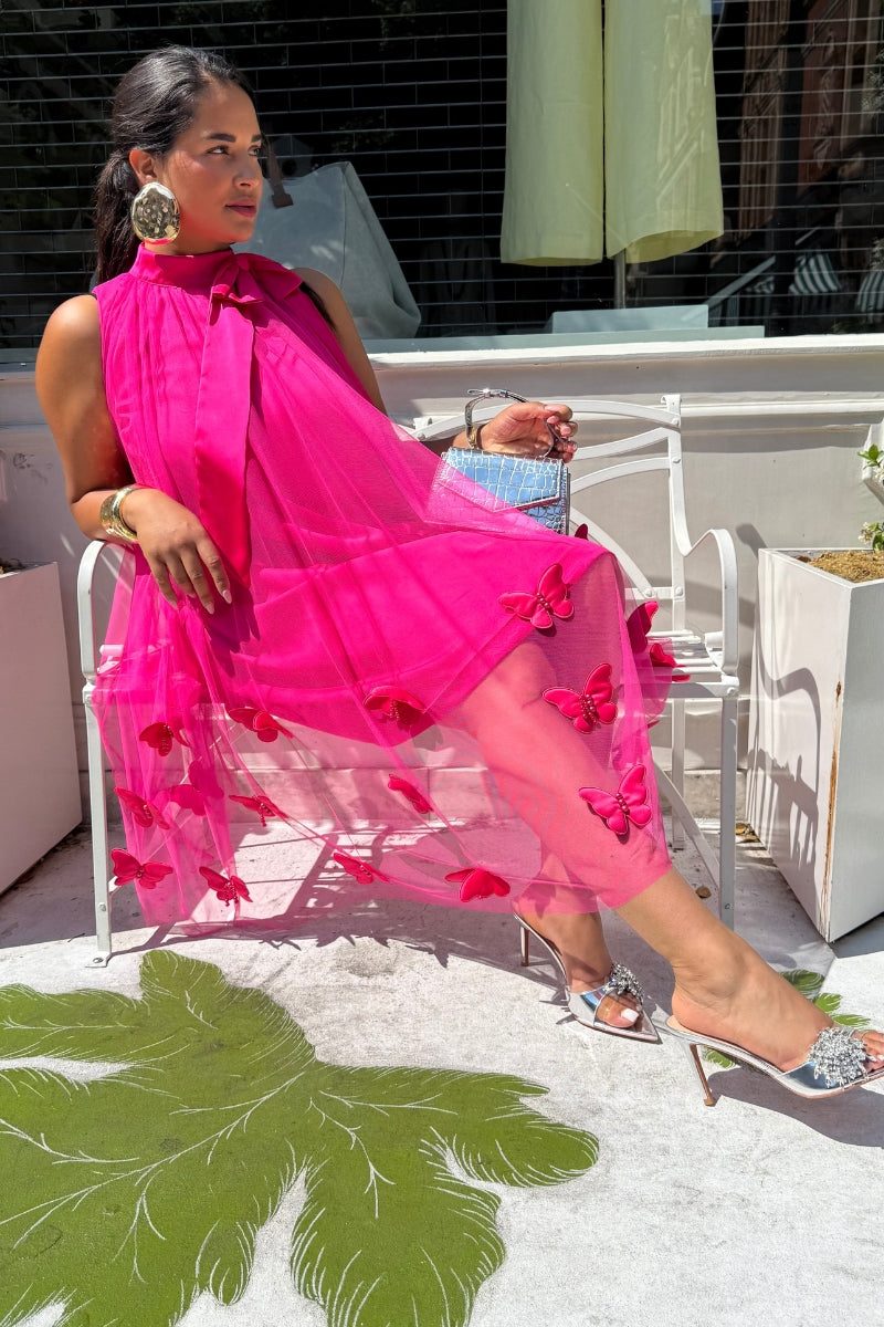 BUTTERFLY SATIN DRESS