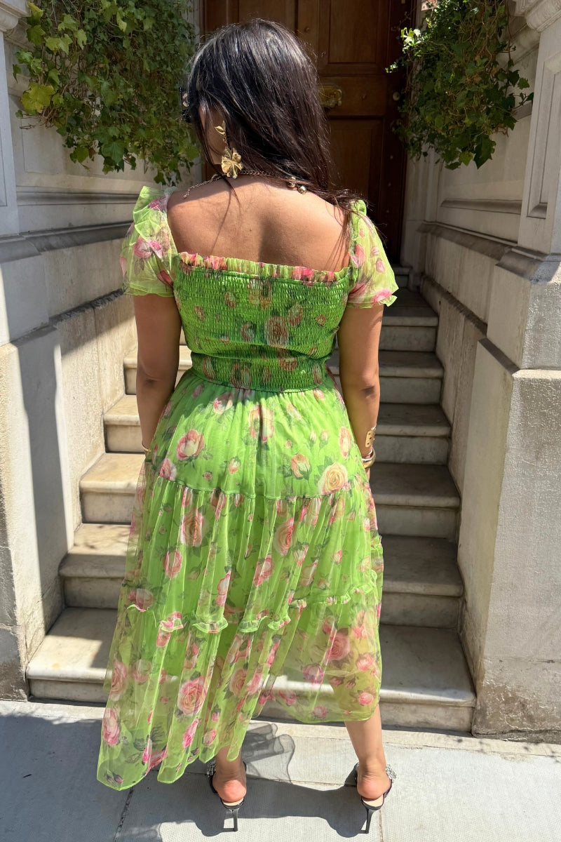 LILY FLORAL DRESS - GREEN