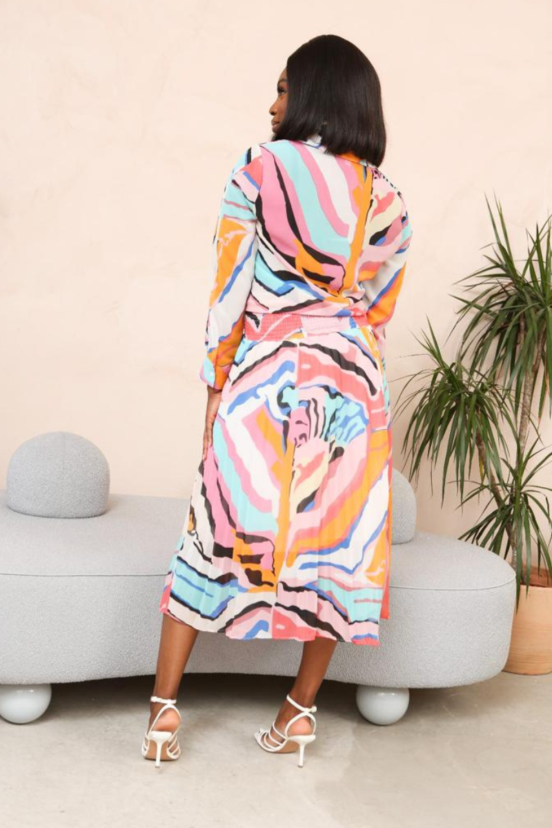 LILY SHIRT & SKIRT SET- PINK