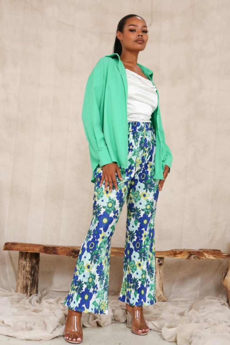 JENNIFER SHIRT AND PLISSE TROUSER 2 PCS SET