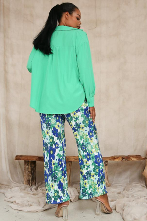 JENNIFER SHIRT AND PLISSE TROUSER 2 PCS SET