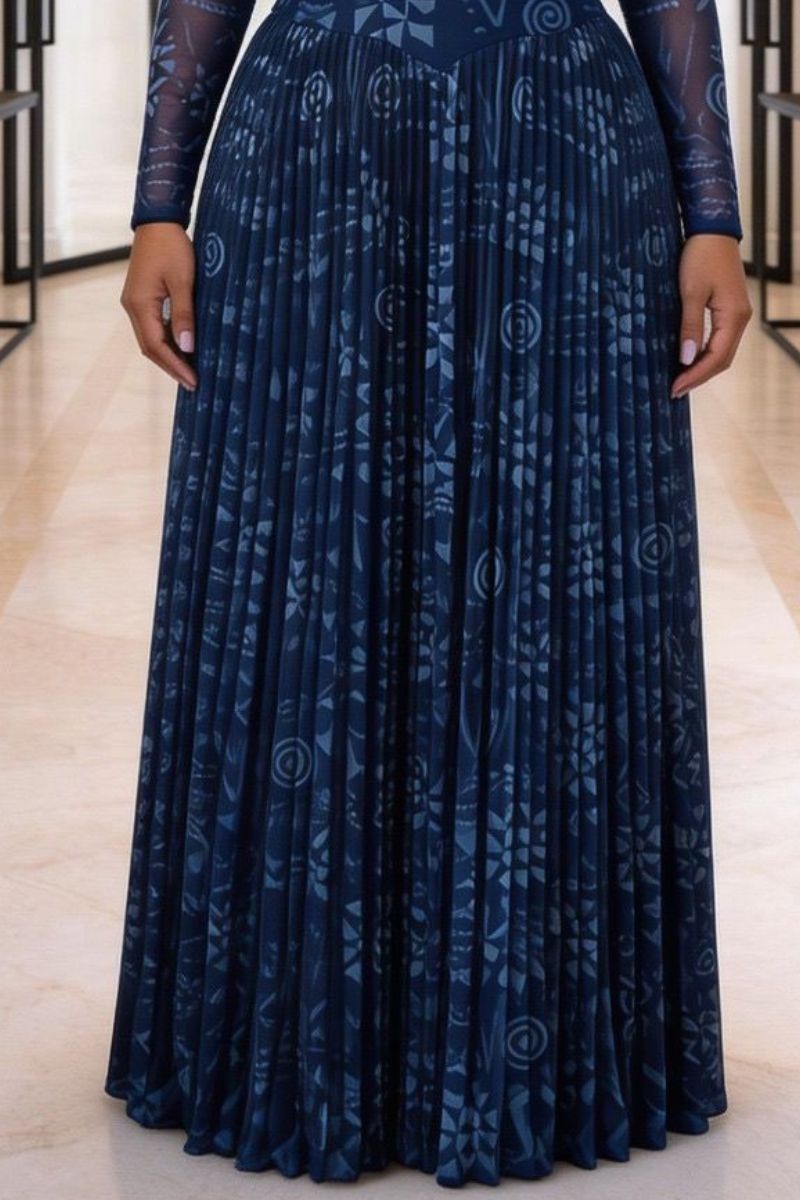 Azure Illusion Mesh Maxi Gown