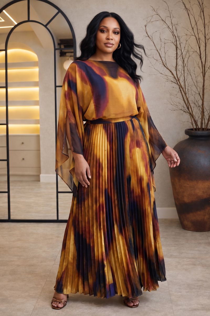 Amber Cloud Print Skirt Co-ord