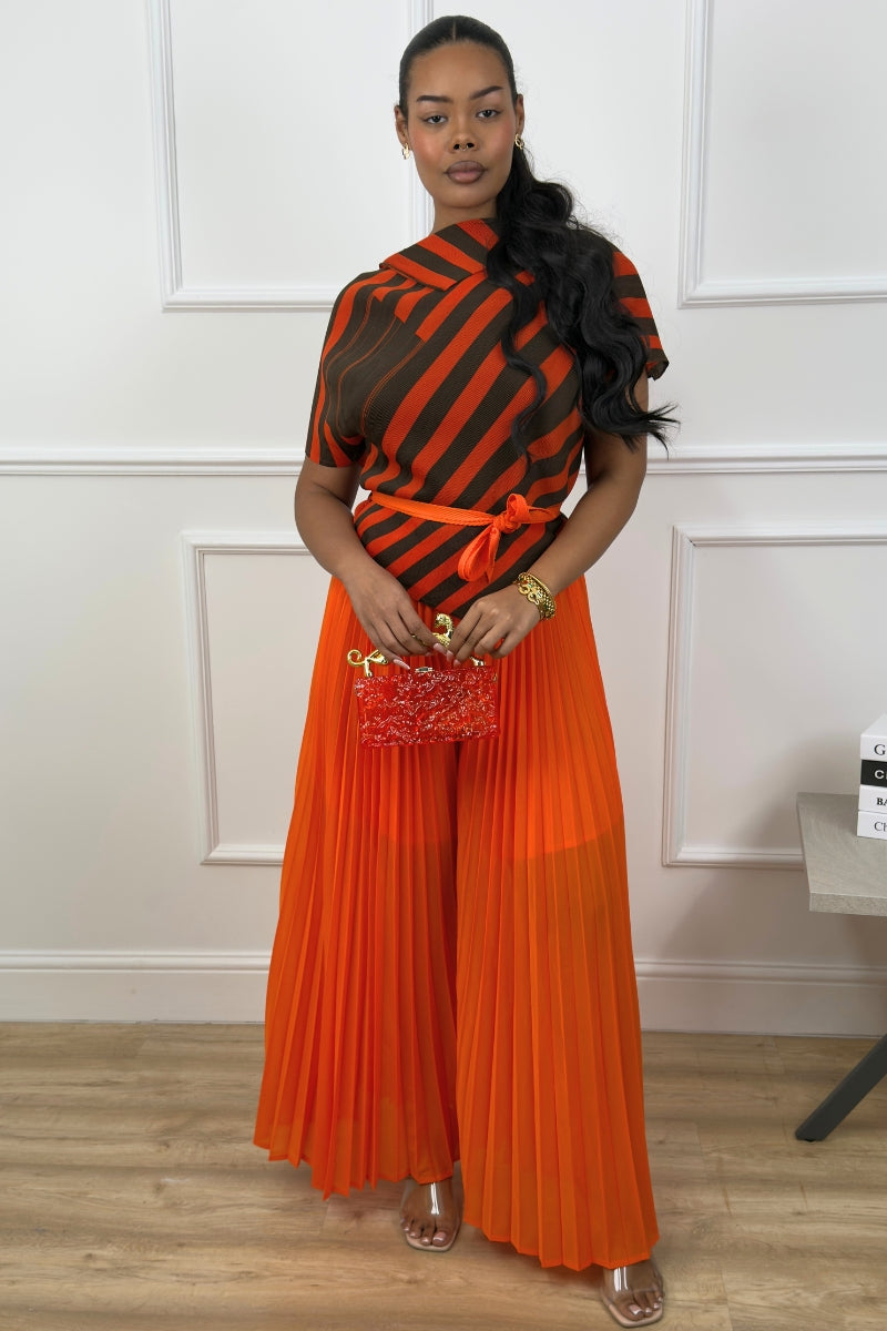 ARIELLA PLEATED TROUSERS SET - ORANGE