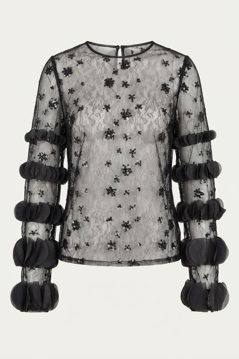 MIDNIGHT FLEUR SHEER TOP