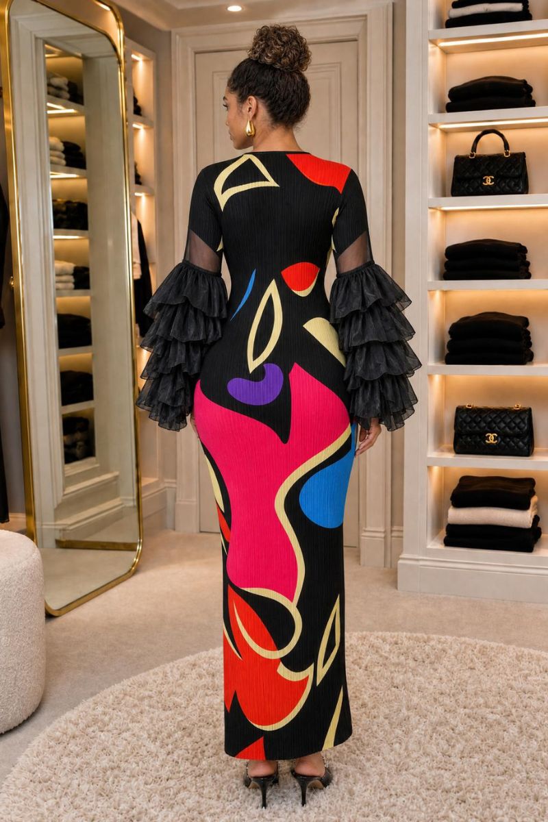 Bianca Abstract Print Maxi Dress