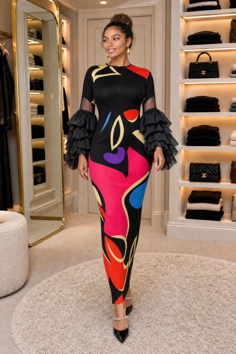 Bianca Abstract Print Maxi Dress