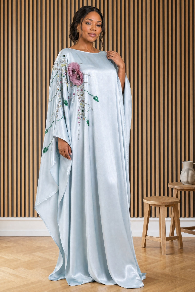 Florenza Beaded Kaftan - Ice Blue