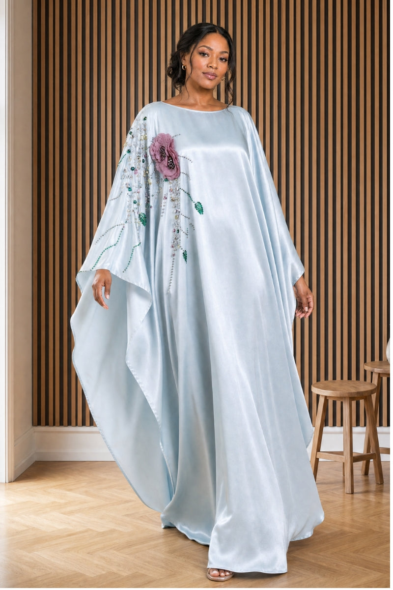 Florenza Beaded Kaftan - Ice Blue