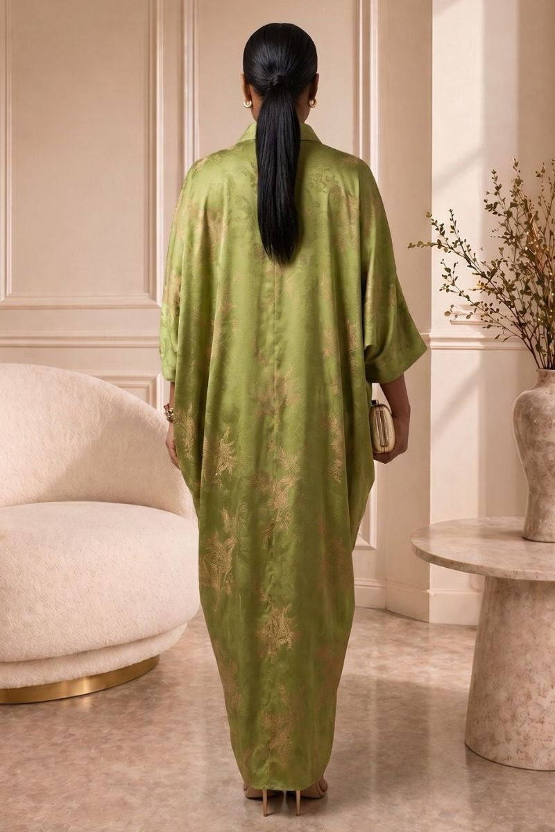 Olive Batwing Kaftan Dress