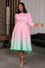 LADY OMBRE FIT & FLARE DRESS - PINK/GREEN