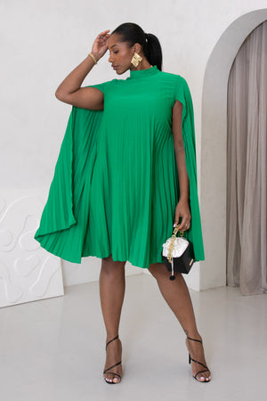 SUMMER BATWING SLEEVES DRESS - GREEN