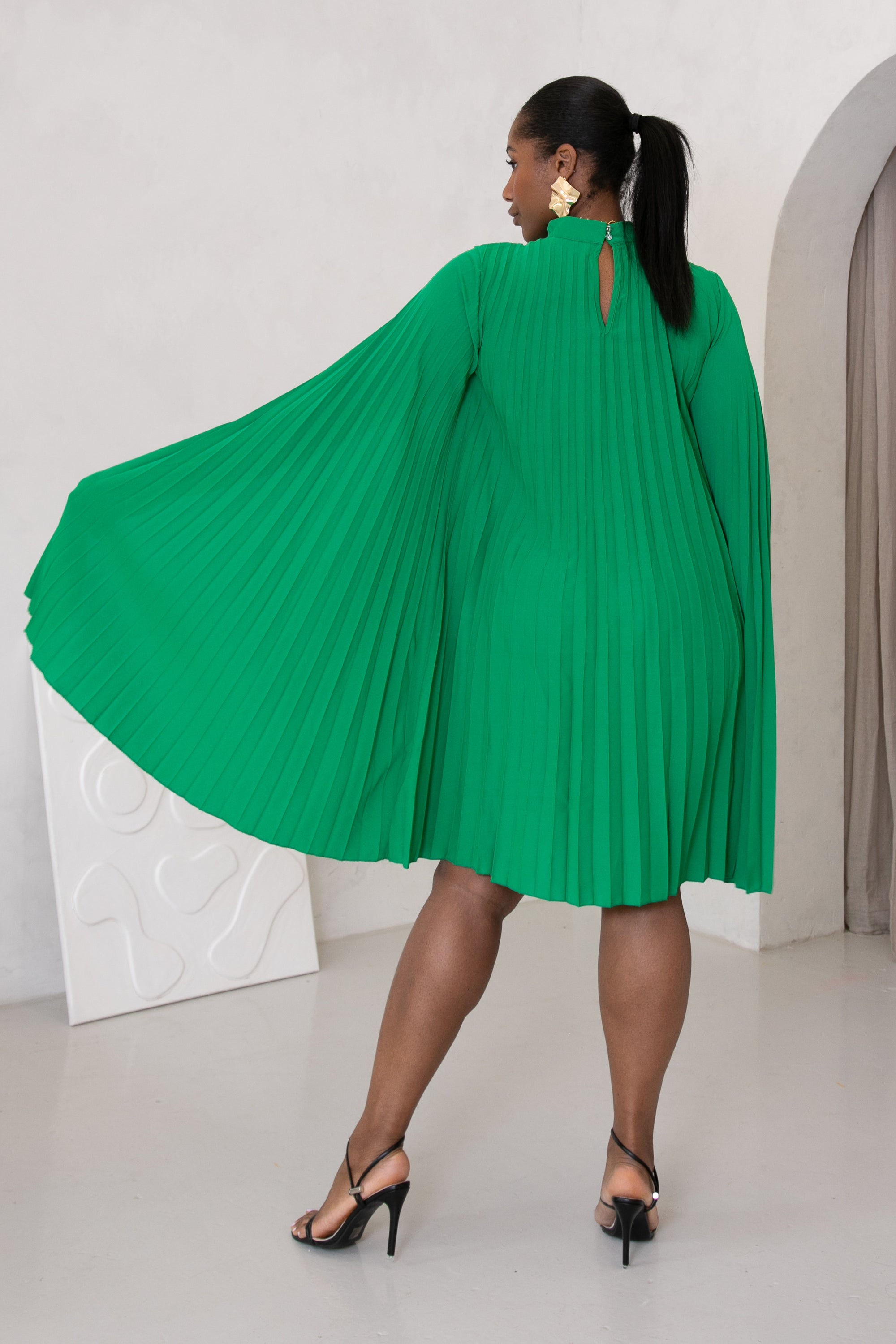 SUMMER BATWING SLEEVES DRESS - GREEN