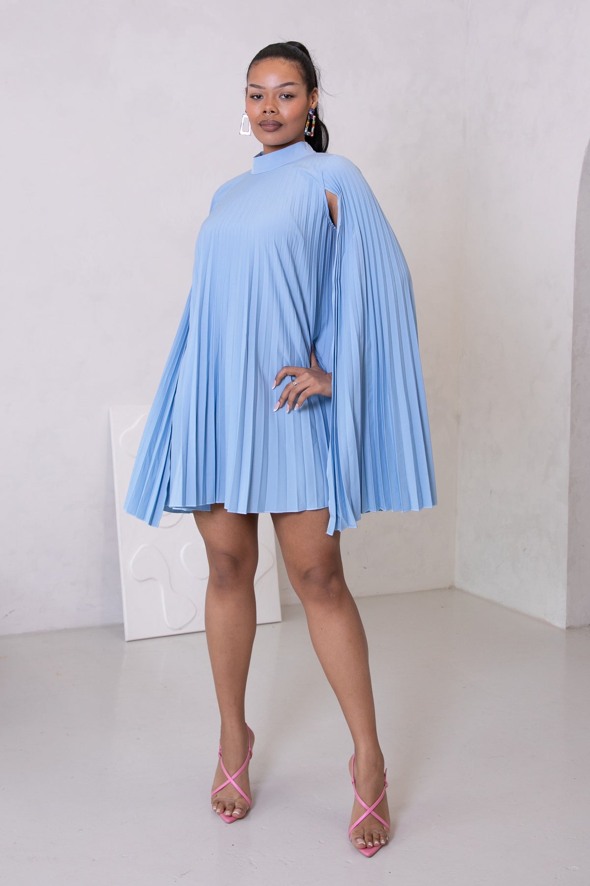 JOJO PLEATED DRESS - SKY BLUE