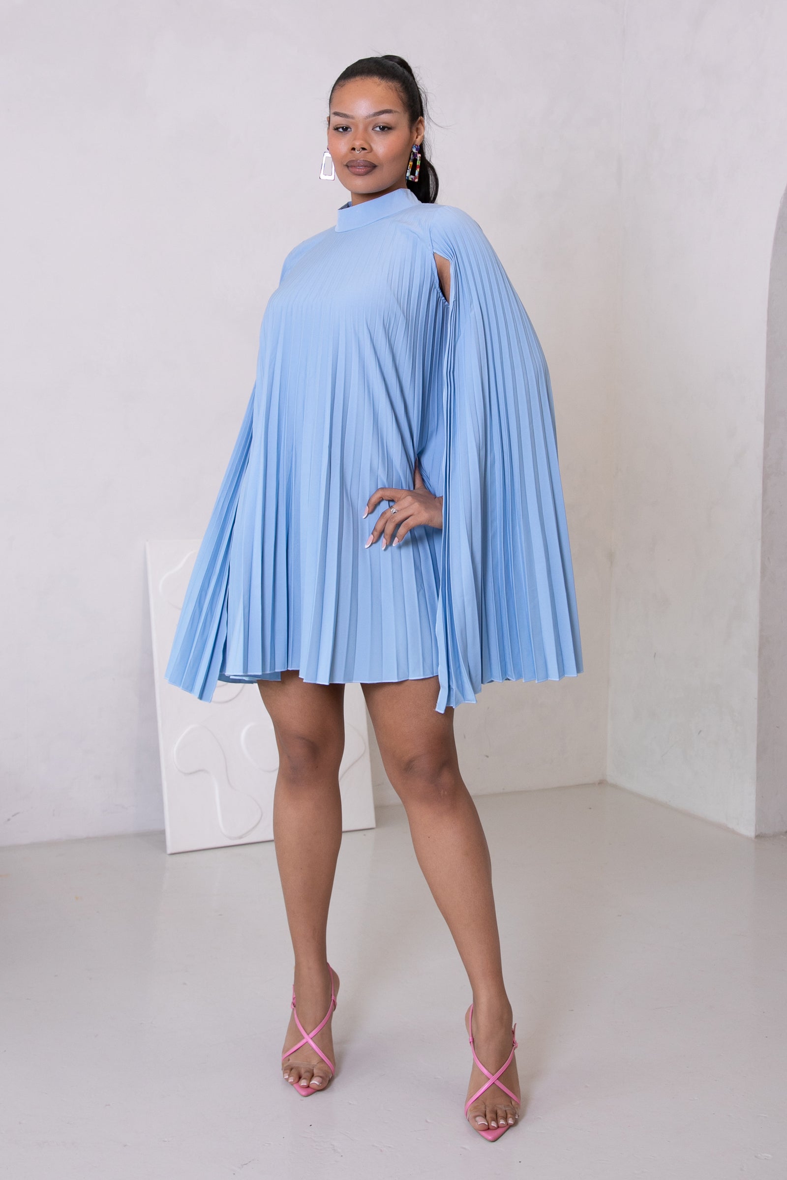 JOJO PLEATED DRESS - SKY BLUE