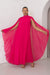 BEAUTY PLEATED LONG DRESS  - FUSCHIA PINK