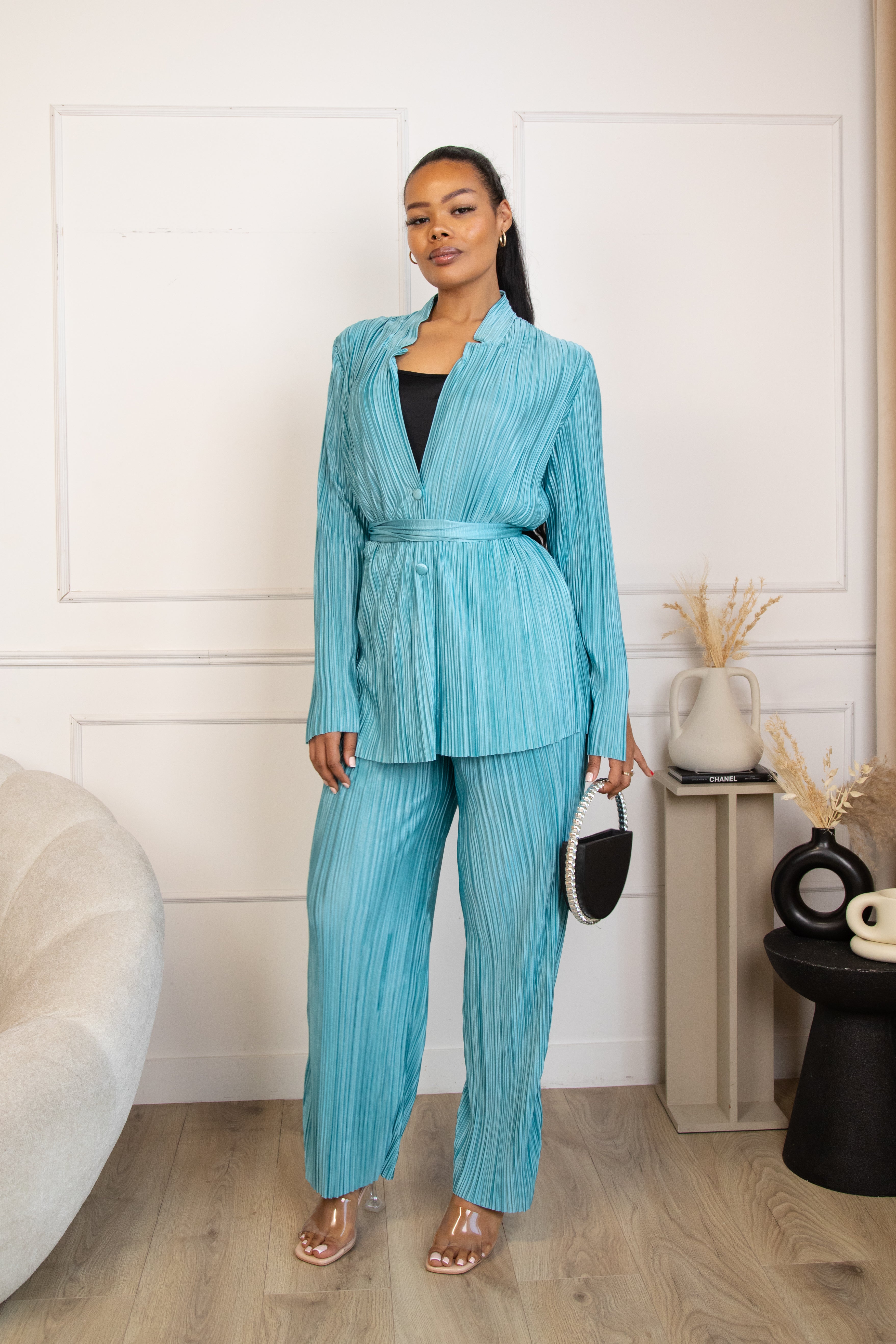 NENE PLISSE SHIRT & TROUSERS SET - FASHIONBYESTHER